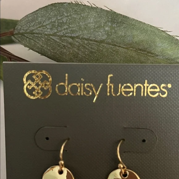 Daisy Fuentes Shimmering Gold Oval Earrings - Picture 2 of 3